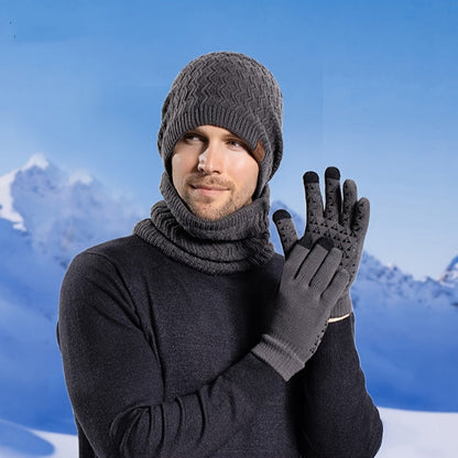 Winter Set Strickmütze Schlauchschal Handschuhe mit Touch-Funktion
