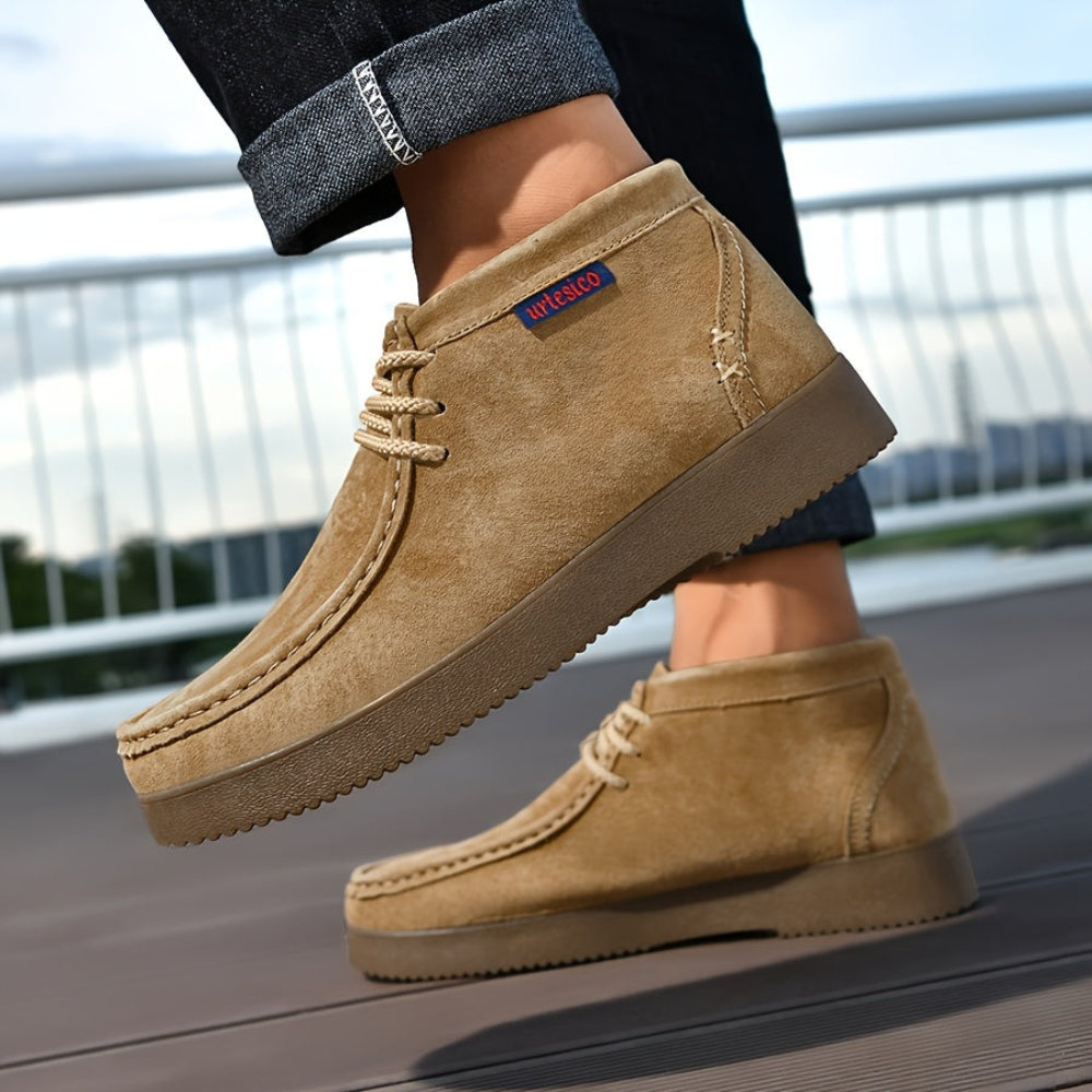 Herren Chukka Stiefel Wildleder-Optik Schnürschuhe Freizeitschuhe