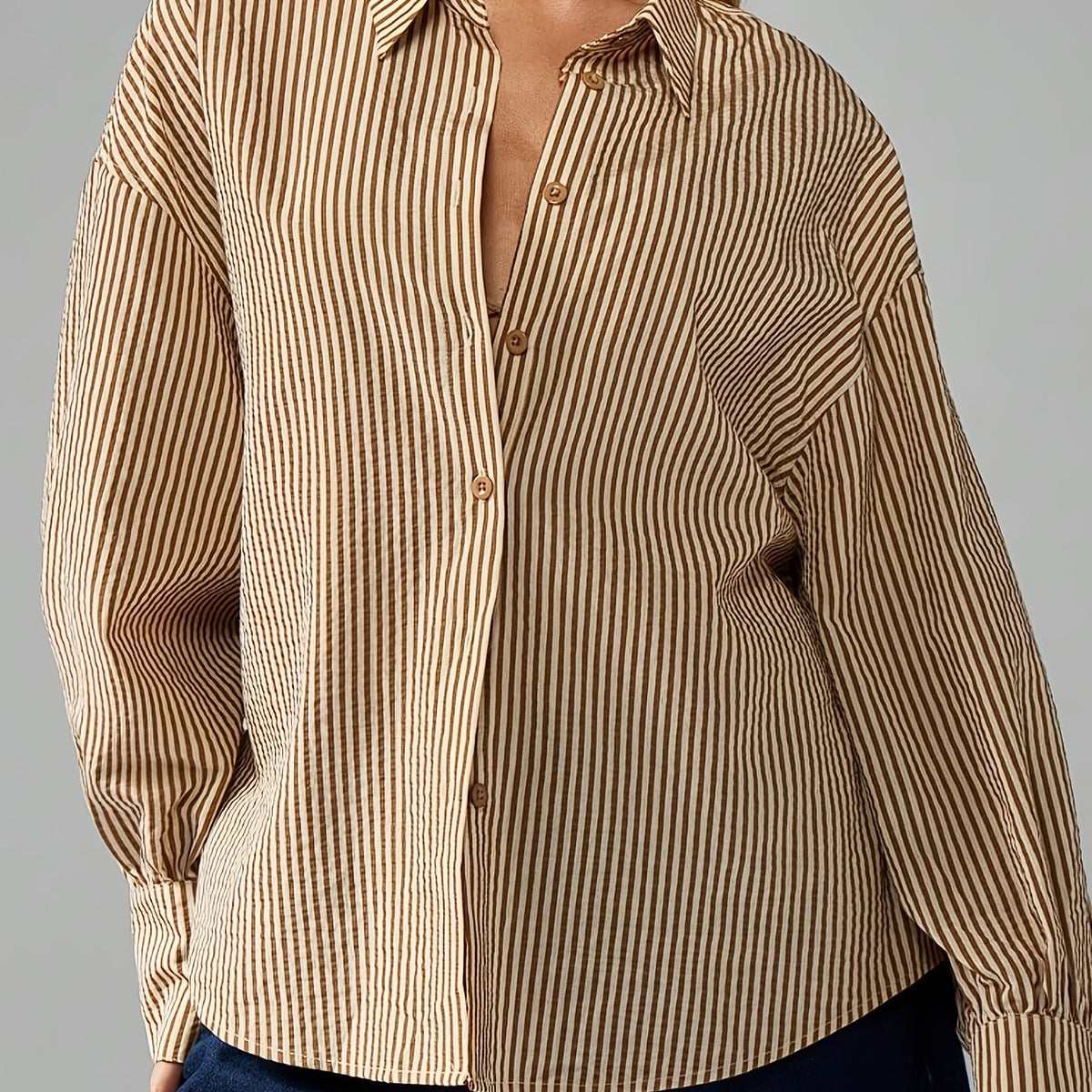 Damen Streifen Bluse mit Bindedetail hinten Langarm