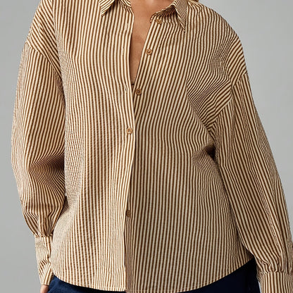 Damen Streifen Bluse mit Bindedetail hinten Langarm