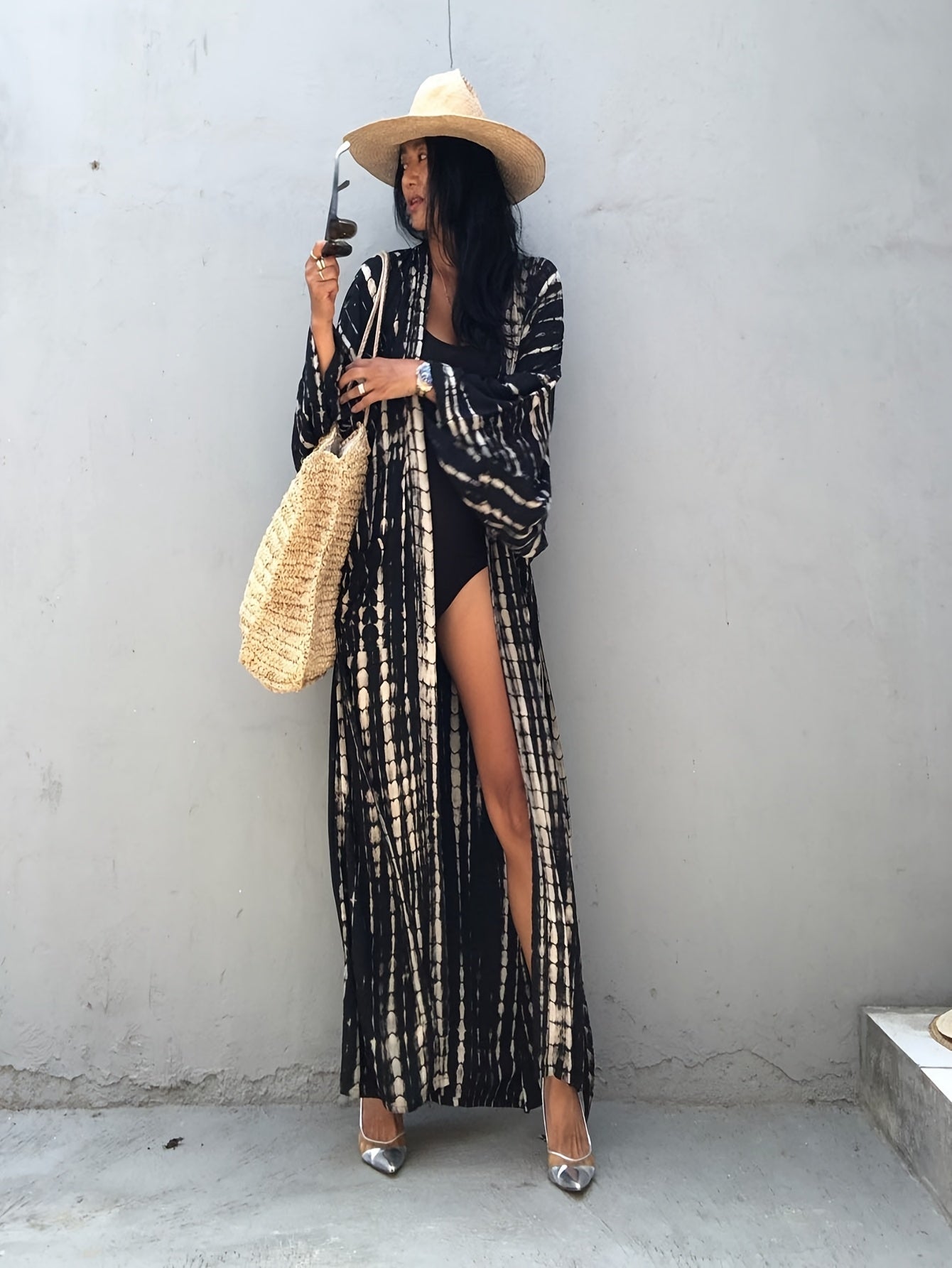 Damen Kimono Maxikleid im Boho-Stil – Elegantes Überwurfkleid für Strand & Urlaub