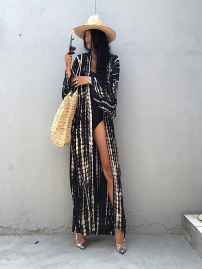 Damen Kimono Maxikleid im Boho-Stil – Elegantes Überwurfkleid für Strand & Urlaub
