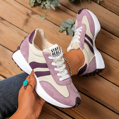 Damen Retro-Sneaker für Alltag und Freizeit – Stilvolle Low-Top Turnschuhe mit Streifen-Design
