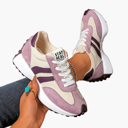Damen Retro-Sneaker für Alltag und Freizeit – Stilvolle Low-Top Turnschuhe mit Streifen-Design