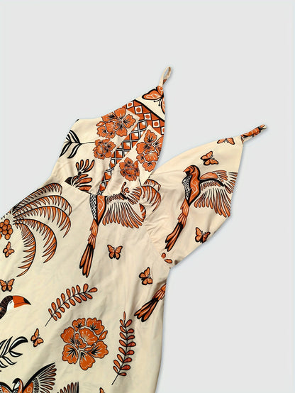 Damen Maxikleid mit Boho-Print und V-Ausschnitt – Für Urlaub und Sommerfeste