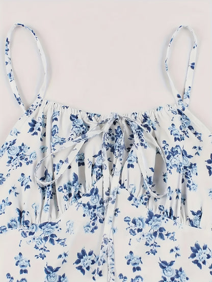 Damen Midikleid mit Blumenmuster und romantischem Schnitt – Perfekt für Sommer, Gartenparty & Brunch