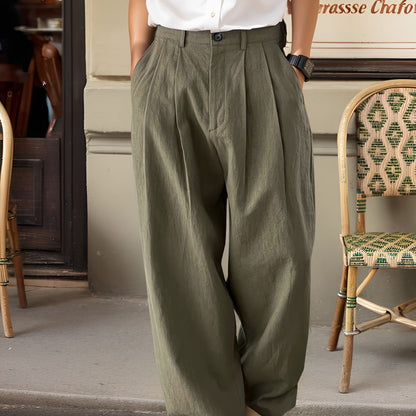 Herren Weit Geschnittene Anzughose mit Bundfalten – Moderner Vintage-Look für Freizeit und Büro