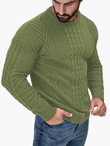 Herren Strickpullover mit Zopfmuster – Modischer Freizeitpulli für Herbst & Winter