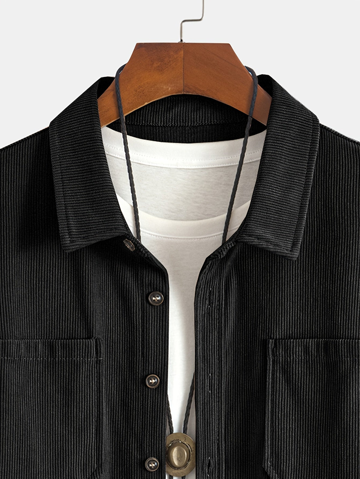 Herren Cordhemd Overshirt mit zwei Brusttaschen Langarm Freizeithemd
