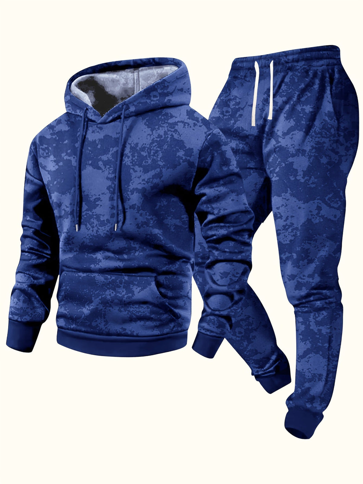Herren Hoodie & Jogginghose Set Tarnmuster, Sportanzug mit Kapuze und Kordelzug, Trainingsanzug