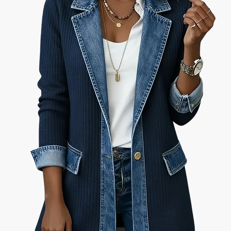 Damen Blazer im modernen Denim-Look – Eleganter Business & Casual Blazer für Alltag und Büro
