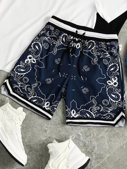 Herren Bandana-Print Basketball Shorts Sport Streetwear Freizeit