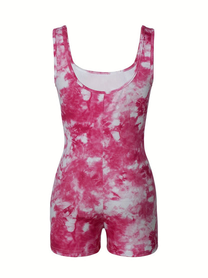 Damen Einteiler Jumpsuit im Trendy Tie-Dye Stil – Sportlich & Lässig für Sommer