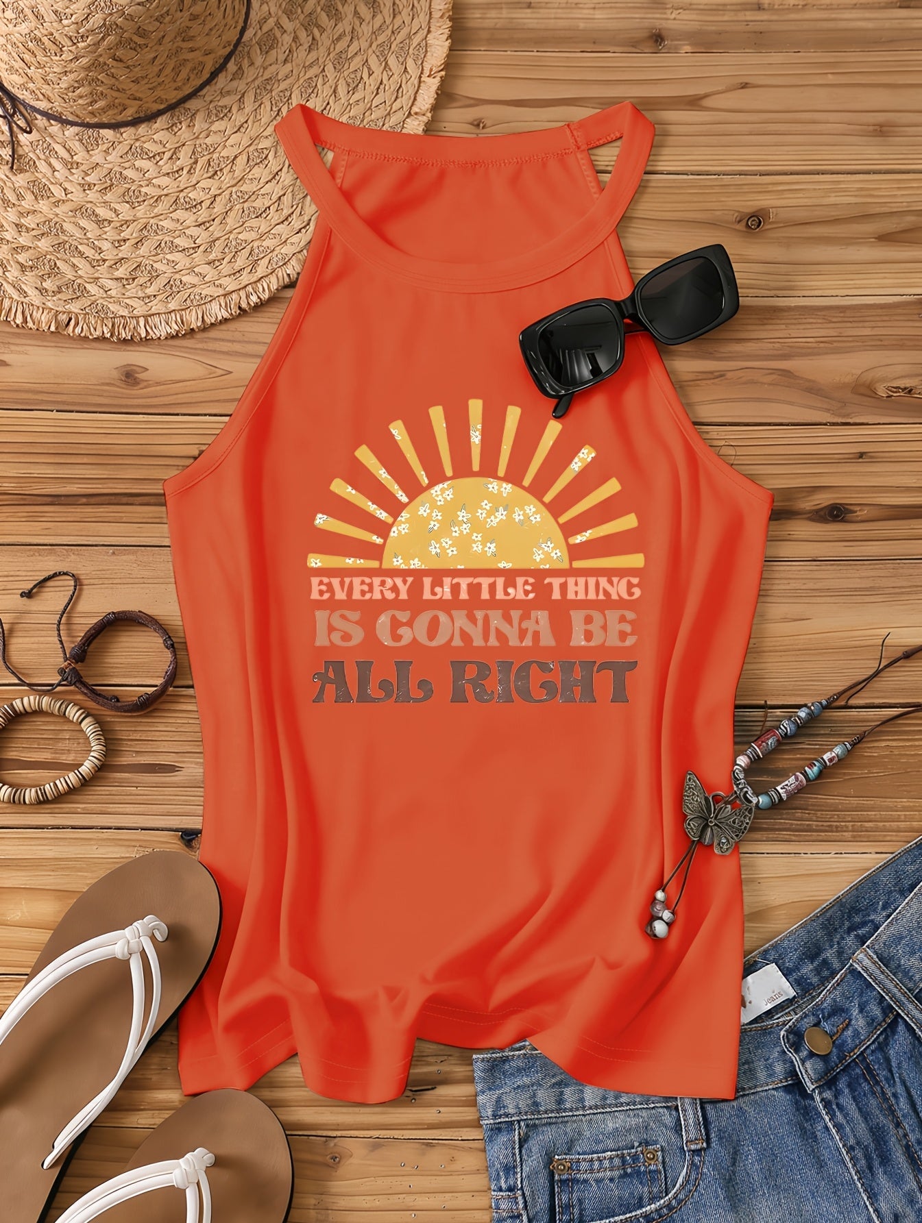 Damen Tanktop im Boho-Stil mit Spruch für Sommer & Freizeit