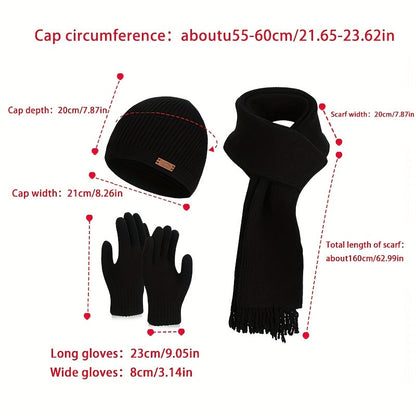 Unisex Winter Strickset: Warme Mütze, Schal und Handschuhe in Grün mit Touchscreen-Funktion