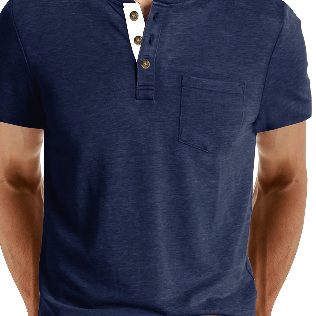 Herren Henley T-Shirt mit Knopfleiste und Brusttasche – Freizeitstil für Alltag und Wochenende