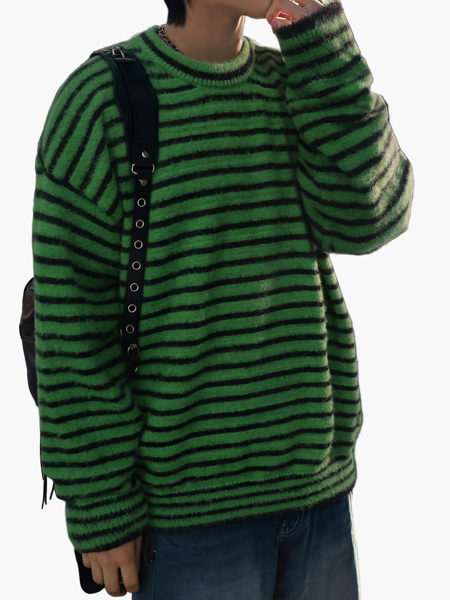 Herren Streetwear Strickpullover mit Streifen – Lockerer Stil für Herbst und Winter