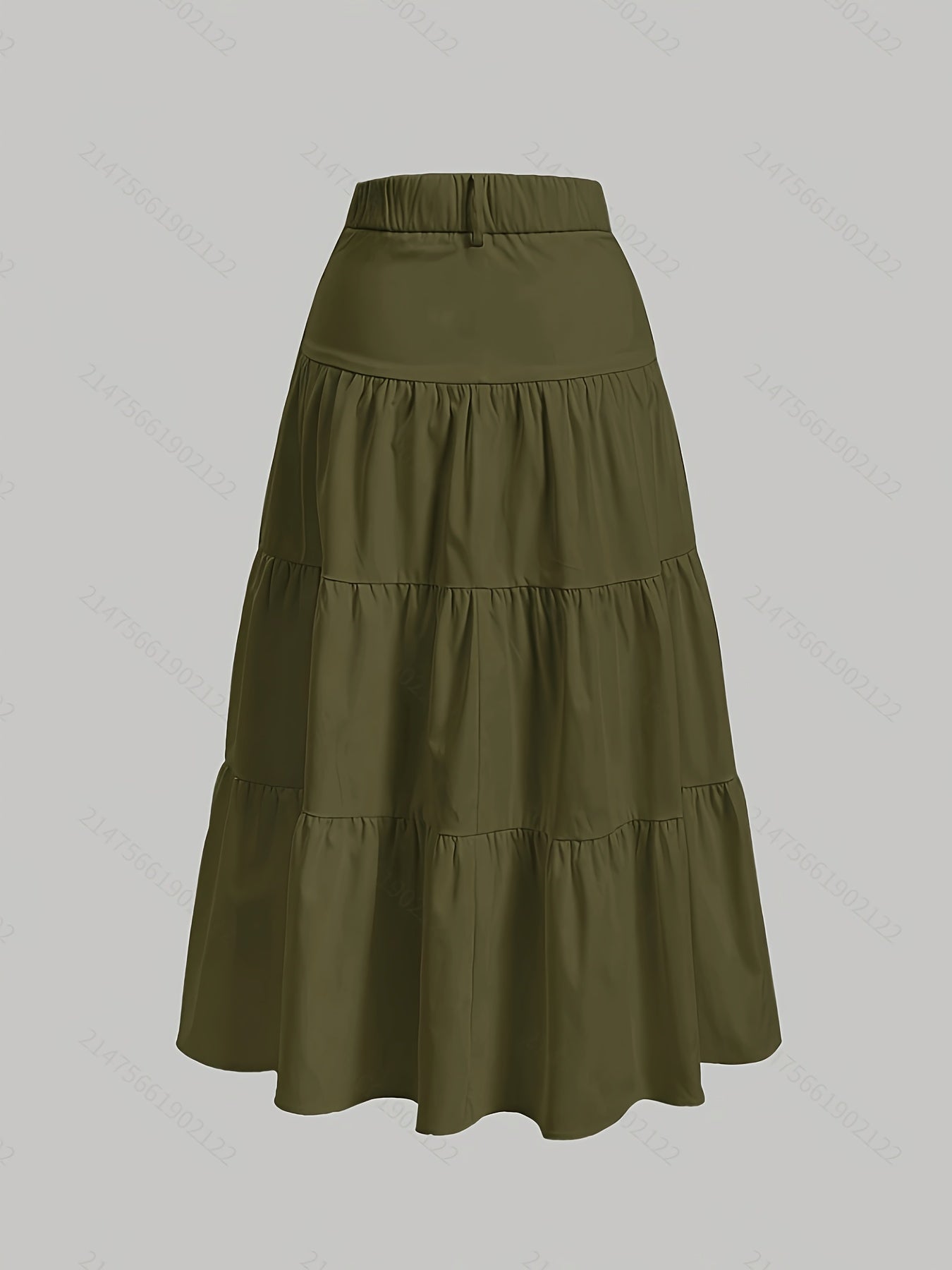 Damen Maxirock Elegant Stufenrock mit Hohem Bund für Alltag und Freizeit