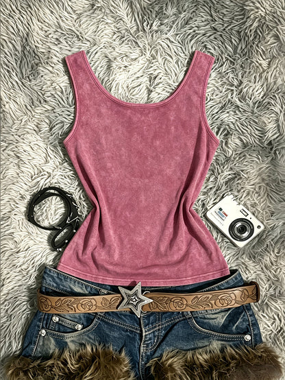 Damen Festival Tanktop im Retro-Stil mit Spiral-Print – Vintage Look für Freizeit & Streetstyle