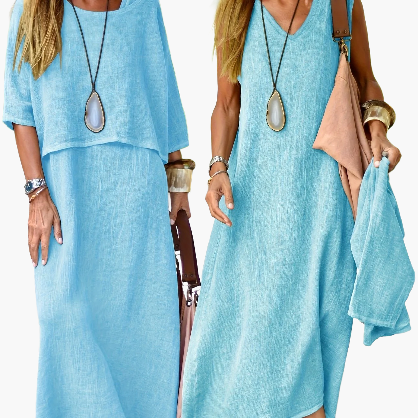 Damen Zweiteiliges Maxikleid Set Casual Sommer Boho Stil