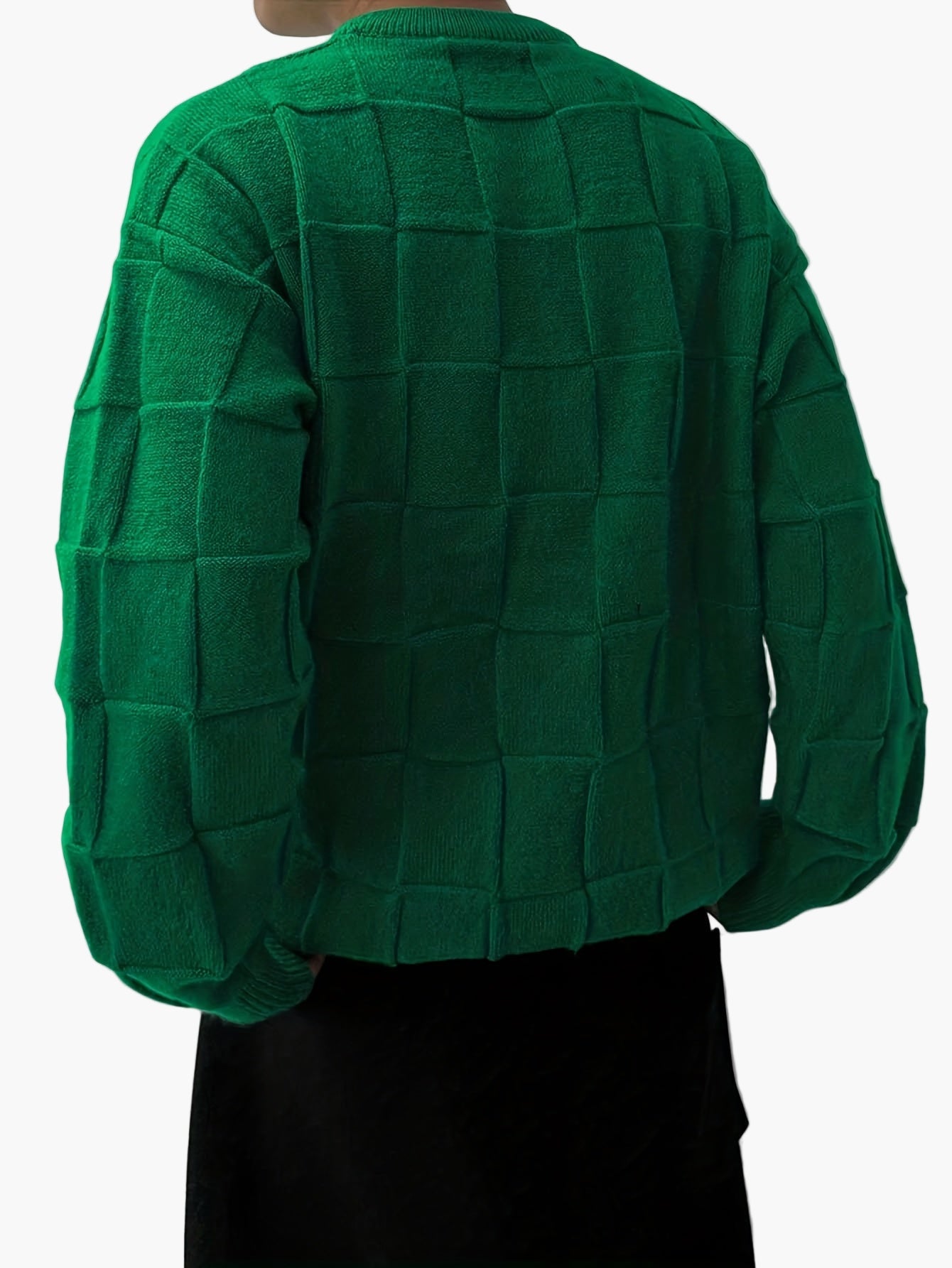 Herren Streetwear Strickpullover mit Karomuster und Rundhalsausschnitt – Lässiger Herbst/Winter Sweater