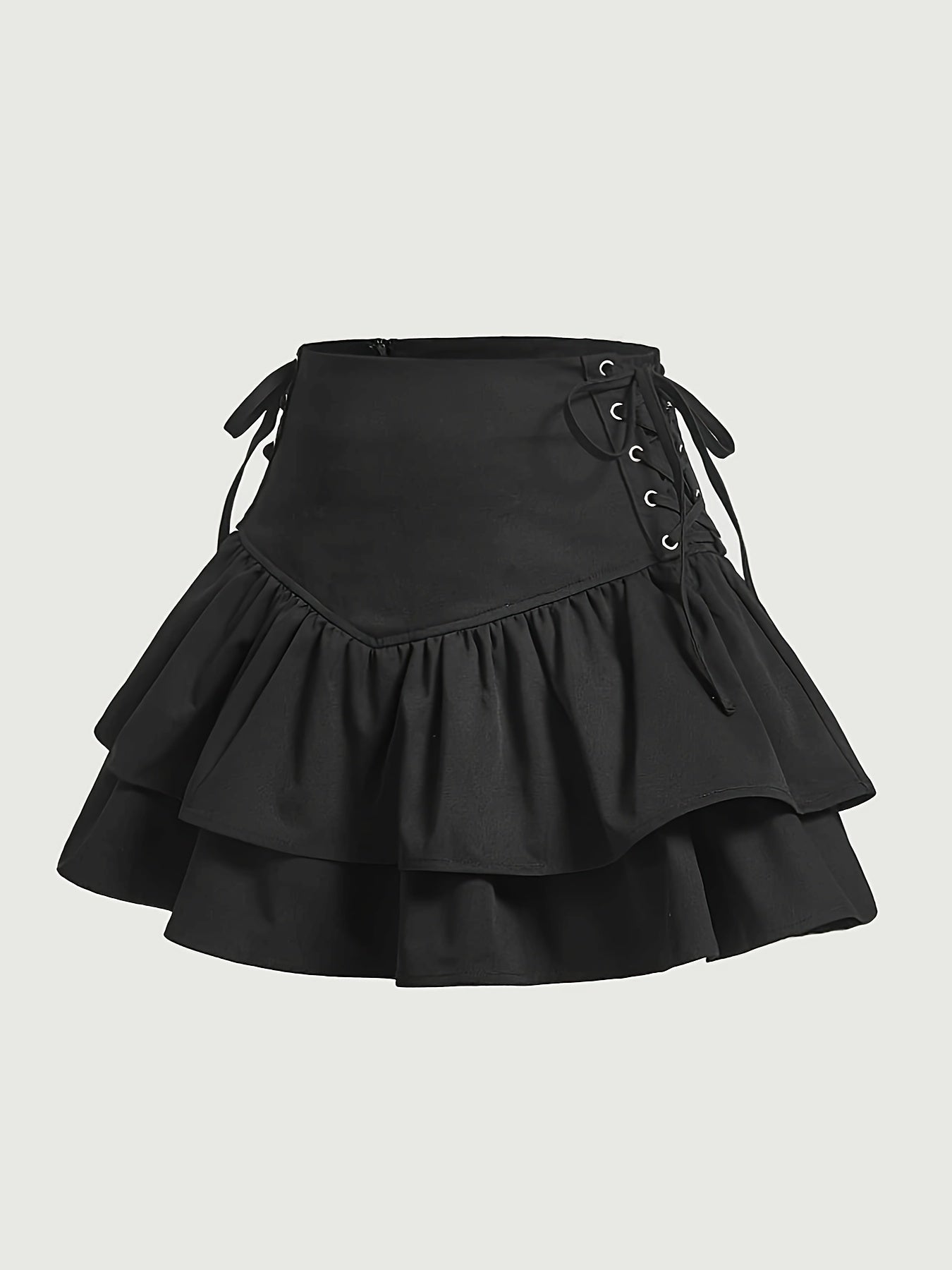 Damen Volant-Rock im Gothic- und Lolita-Stil mit Schnürung – Perfekt für Partys und Cosplay