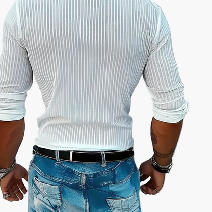 Herren Modernes Streifenhemd mit Reverskragen und langen Ärmeln – Stilvolles Freizeit- und Businesshemd