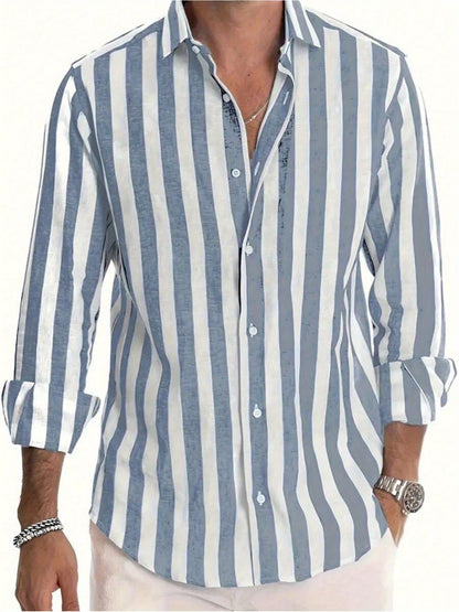 Herren Freizeit Hemd mit Streifenmuster – Moderner Stil für Alltag und Urlaub