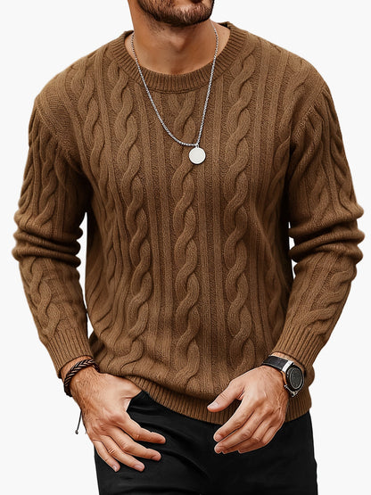Herren Strickpullover mit Zopfmuster – Moderner Casual Style für Herbst und Winter