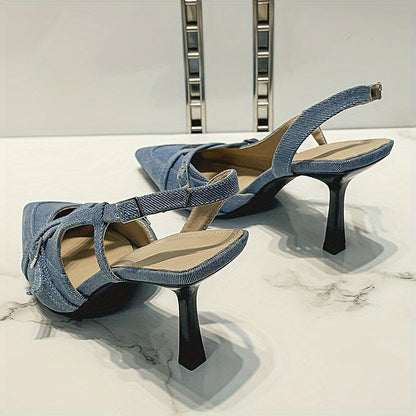 Damen Slingback Pumps mit Absatz und Riemendetails – Elegante Spitzenschuhe für Büro und Freizeit