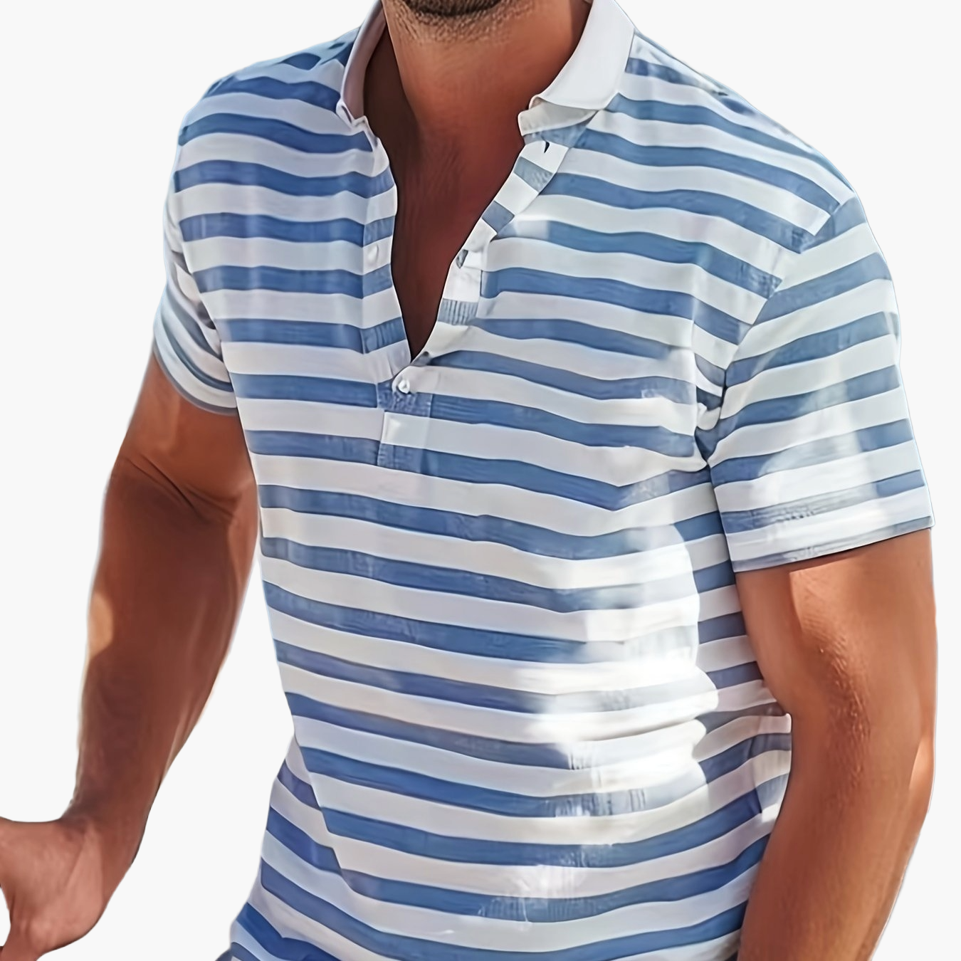 Herren Poloshirt im maritimen Streifen-Look für Freizeit und Segeln – Sommer Casual Polo