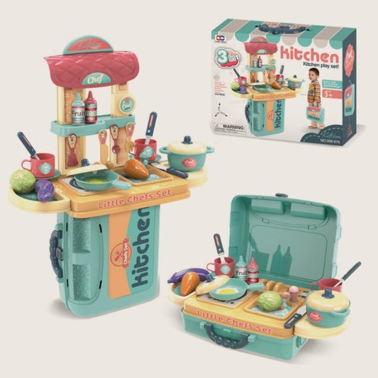 Kinder Spielküche 3-in-1 Little Chefs Set – Rollenspiel-Küchenset für Jungen und Mädchen, ab 3 Jahren