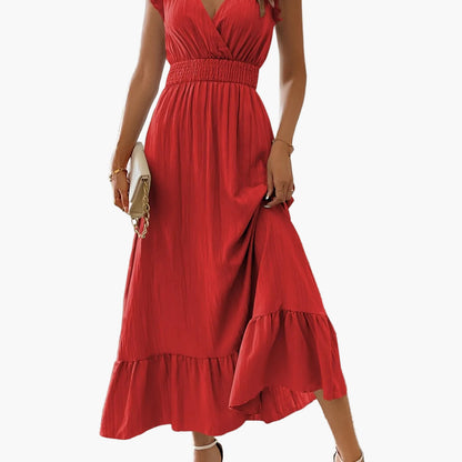 Damen Elegantes Maxikleid mit Volantärmeln und Schmeichelnder Taille – Perfekt für Sommer und besondere Anlässe