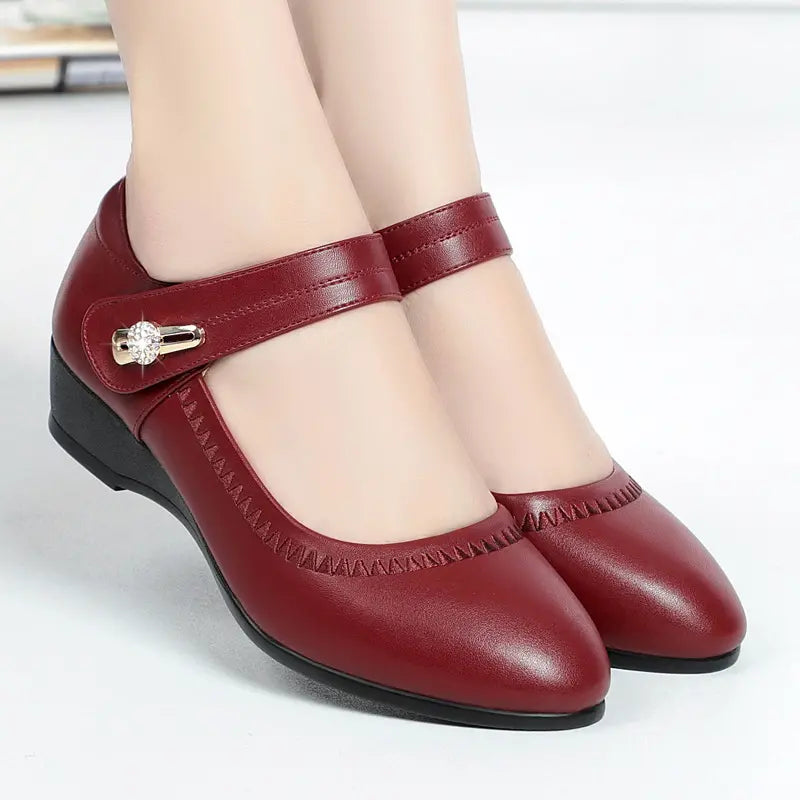 Damen Mary Jane Keilabsatz Schuhe mit Riemen