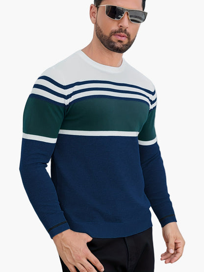 Herren Pullover mit Streifenmuster – Moderner Casual Strickpullover für Alltag und Freizeit