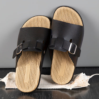 Herren Pantoletten Slip-On Sandalen mit verstellbarem Riemen – Komfort und Stil für Alltag und Freizeit
