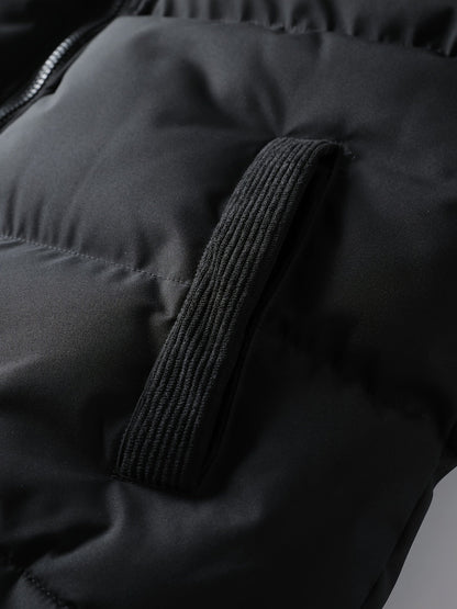 Unisex Winter Steppjacke mit Kapuze, Cord-Details und Reißverschluss