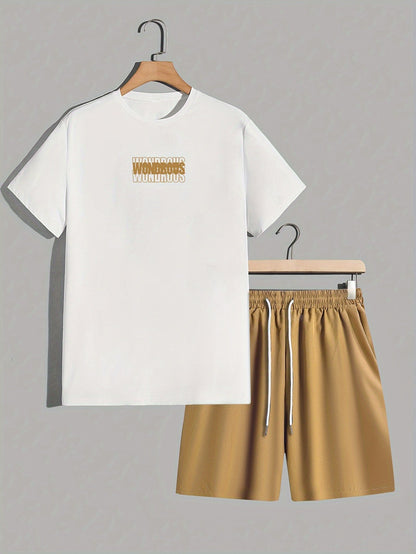 Herren Streetwear Set mit Grafik-T-Shirt und Shorts – Moderner Look, Energetische Typografie, Perfekt für Alltag & Freizeit