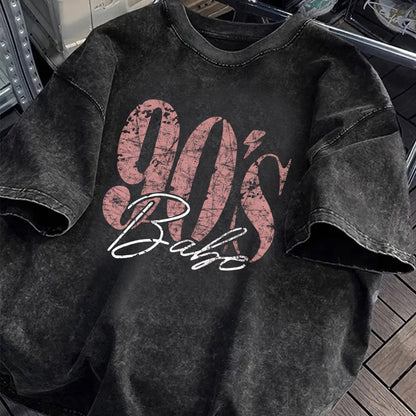 Damen Vintage Oversize T-Shirt mit 90's Babe Retro Print – Streetwear Style