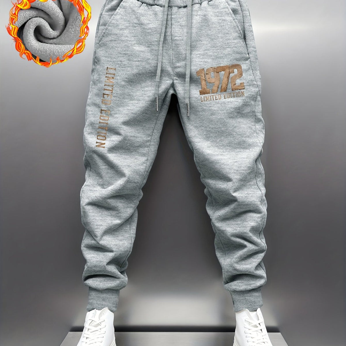 Herren Winter Jogginghose Fleece Gefütterte Sporthose mit Kordelzug "1972 Limited Edition"