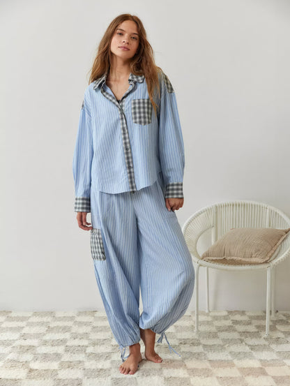 Damen Oversize Hemd im Lässig-Stil mit Streifen und Karomuster – Modisches Freizeitshirt