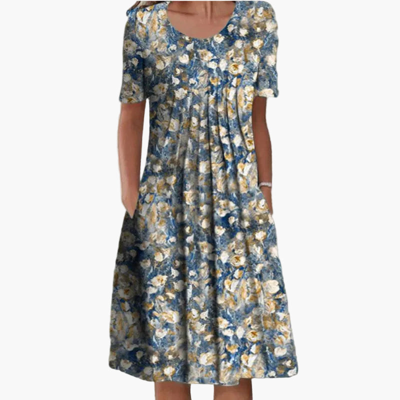 Damen Sommerkleid mit Blumenmuster – Lockeres Freizeitkleid für Alltag und Urlaub