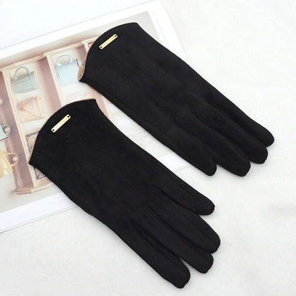 Damen Handschuhe aus weichem Material mit Zierapplikation, Khaki