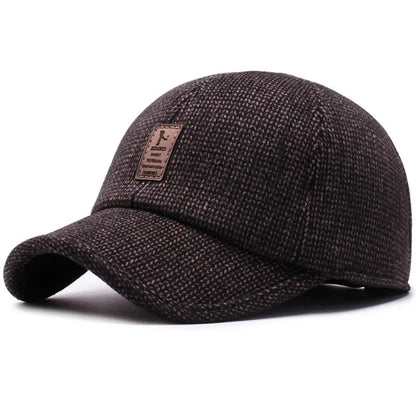 Winter Baseball Cap mit Ohrenklappen Herren Warme Schirmmütze