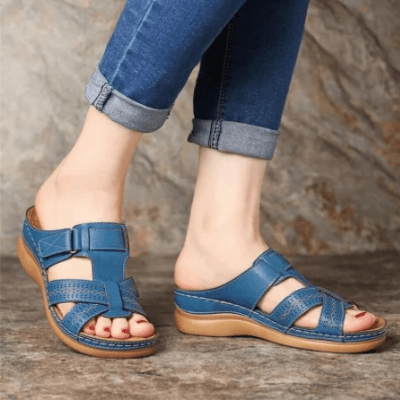Damen Komfort-Sandalen Slip-On mit Keilabsatz – Bequeme Freizeitschuhe für Alltag und Reisen