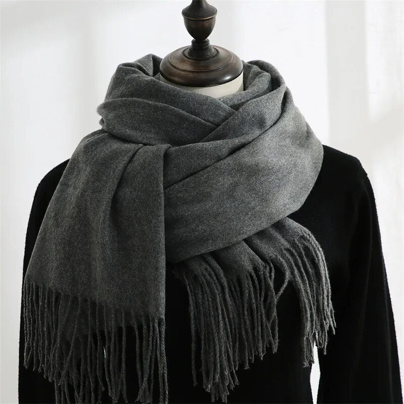 Unisex Winter Schal mit Fransen weichem Material