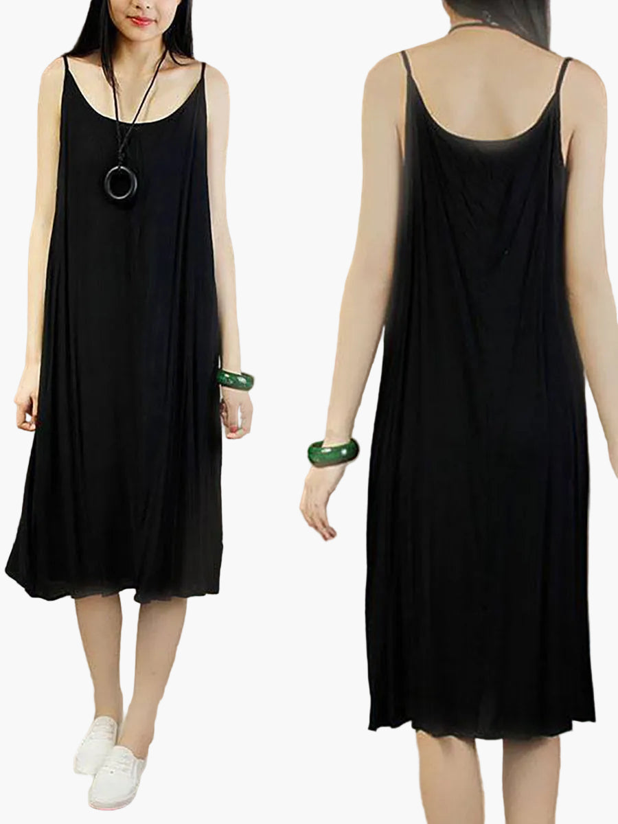 Damen Sommer Freizeitkleid – Lockeres ärmelloses Midikleid im minimalistischen Stil