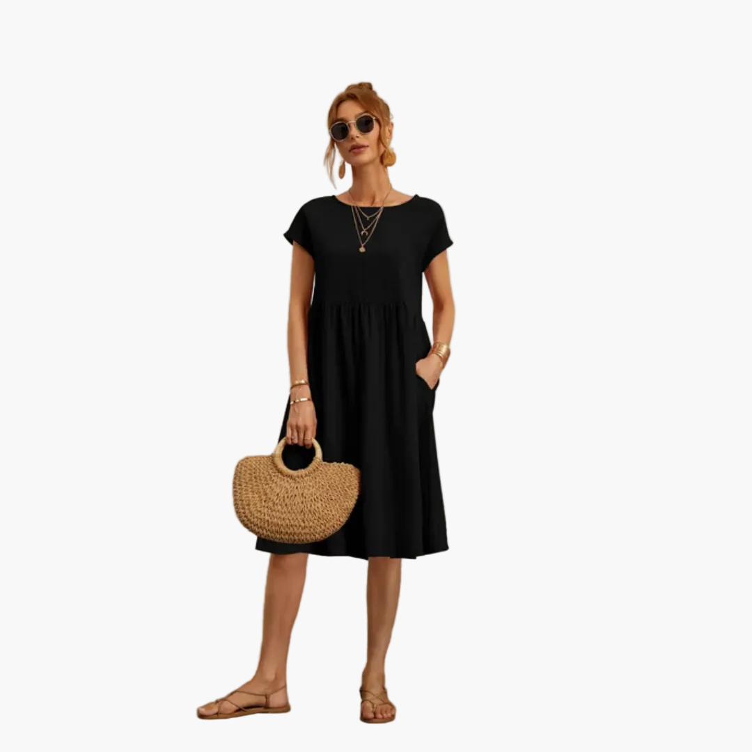 Damen Sommerkleid mit kurzen Ärmeln – Elegantes Freizeitkleid für Alltag & Urlaub