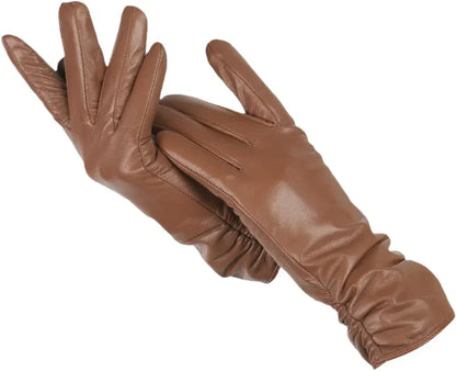 Damen Handschuhe aus weichem Material mit gerafftem Bund – Auswahl an Farben