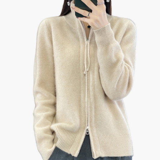 Damen Strickjacke mit Reißverschluss – Eleganter Cardigan für Alltag und Büro